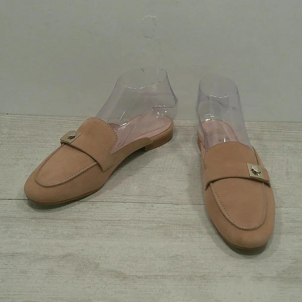 kate spade Baby Pink Nude with Gold Spade detail Catroux Slide Loafers Size 7 B